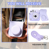 Zikkon Instax Mini 12 Protective Camera Case PU Leather Carrying Bag Lilac Purple