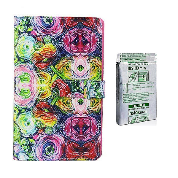 Fujifilm Instax Mini 10X1 Instant Film With 96-Sheets Album For Mini Film (3 inch) (Classic Flower)