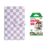 Fujifilm Instax Mini 10X1 Instant Film With 96-Sheets Album For Mini Film (3 inch) Purple Checkboard