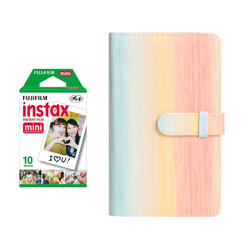 fujifilm Instax Mini 10X1 Instant Film With 96 pocket Album For Mini Film (3 inch) (Rainbow color)