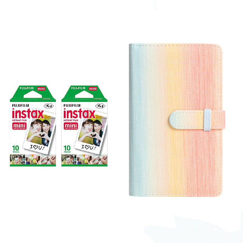 Fujifilm Instax Mini 10X2 Instant Film With 96 pocket Album For Mini Film (3 inch) Rainbow color
