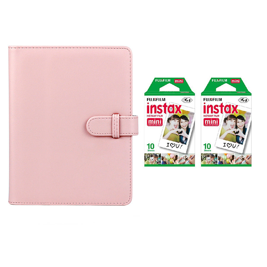 Fujifilm Instax Mini 10X2 Instant Film With Compatible 128 Pockets Mini Photo Album Blush pink