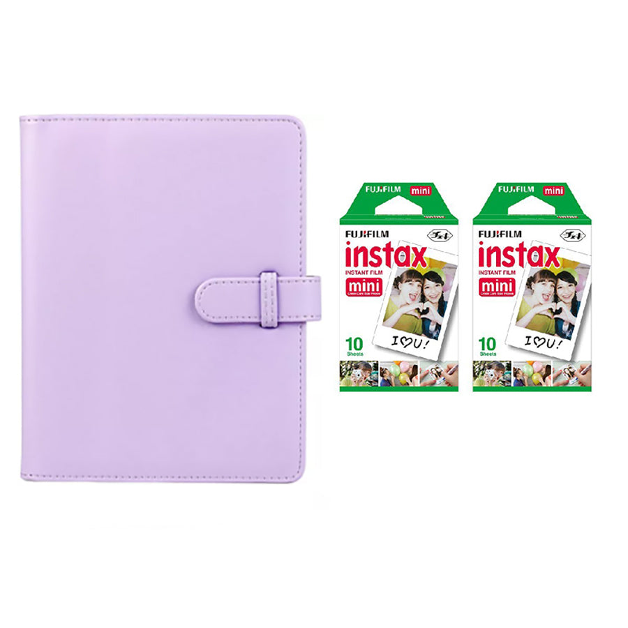Fujifilm Instax Mini 10X2 Instant Film With Compatible 128 Pockets Mini Photo Album Lilac purple