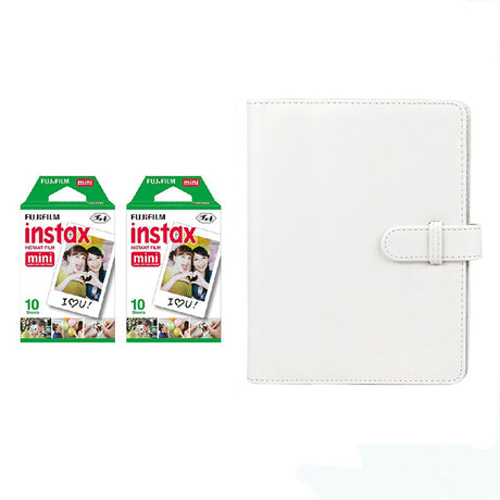 Fujifilm Instax Mini 10X2 Instant Film With Compatible 128 Pockets Mini Photo Album lce white